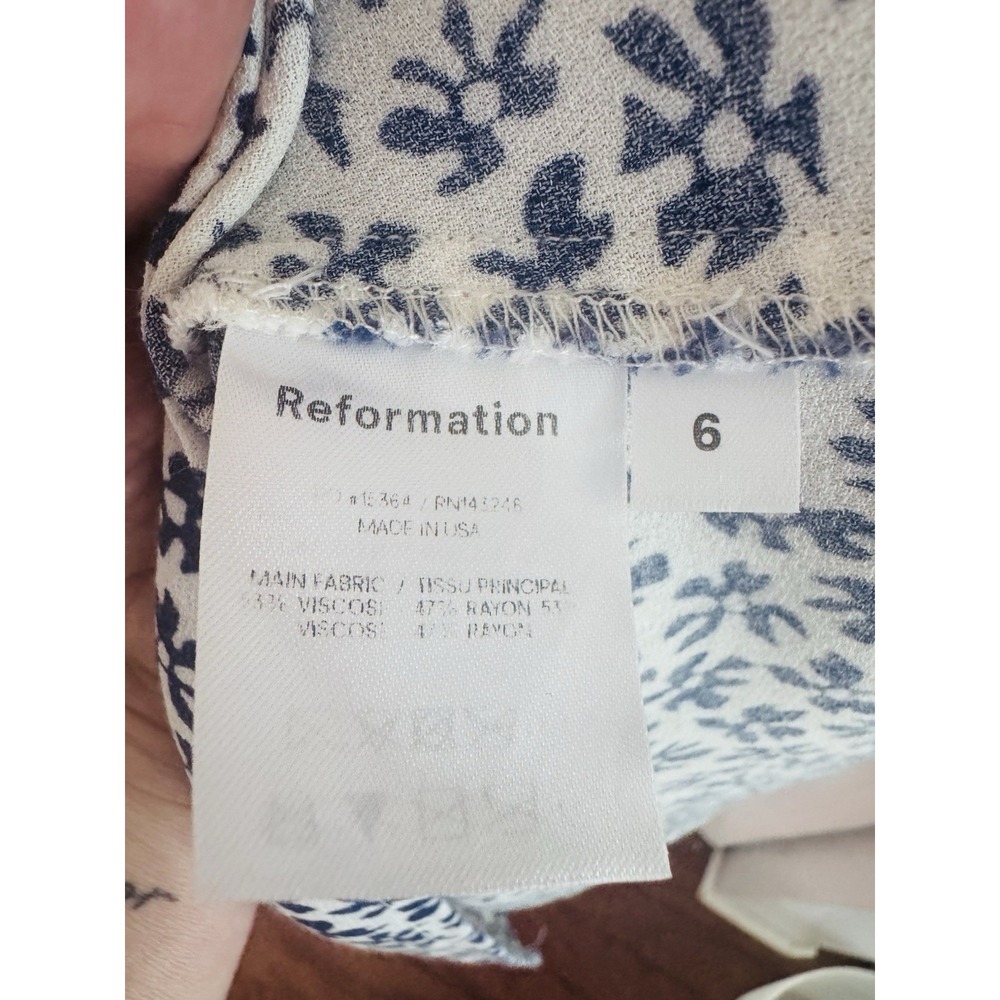 Reformation Boston Midi Dress Size 6 Blue White Floral Slip Cowl Neck Romantic - Picture 7 of 11